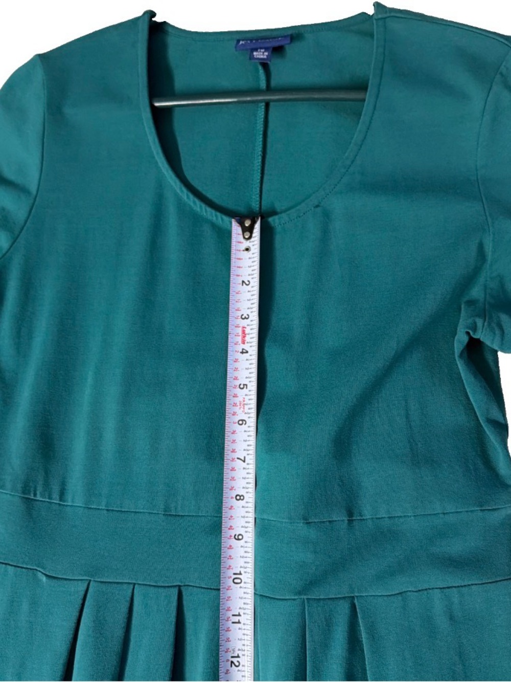 JG Hook size PM Teal Three-Quarter Sleeve Pleated Midi Dress - Picture 5 of 9